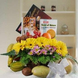 Fruits, Flowers & Foods Basket
