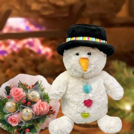 Plush Snowman Toy By Gund & Roses Bouquet